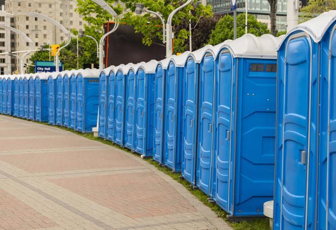 Seasonal porta potty units set up at a ENNIS, Texas venue
