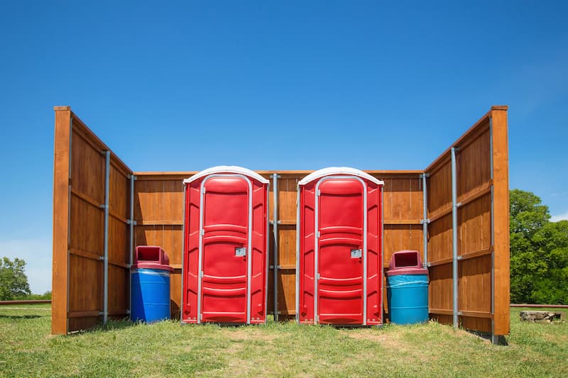 Short-term porta potty units staged for delivery in ENNIS, Texas